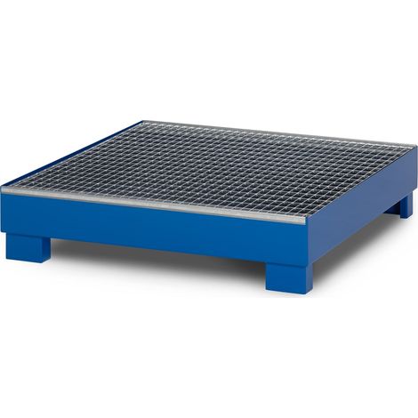 RR Industrietechnik Auffangwanne aus Stahl für 4x 200 Liter Fass mit Gitterrost RAL 5010 enzianblau