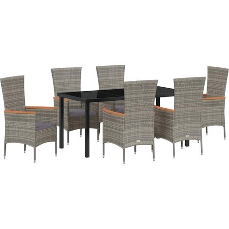 Maison Exclusive - Set da Pranzo per Giardino con cuscino 7 pcs Grigio (1/5)
