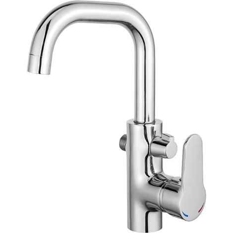 Robinet lave-linge, laiton, argenté, double sortie, monotrou (1/5)