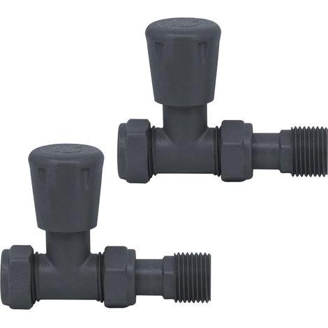 Warmehaus Radiator Valves Round 15mm Anthracite Straight