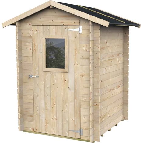 ALCE - Caseta de Jardín Bh19 Hobby 146x146 de Madera de abeto natural 19 mm con puerta simple con ventana, techo y suelo OSB3, montaje fácil, tratamiento autoclave, certificación PEFC (1/5)