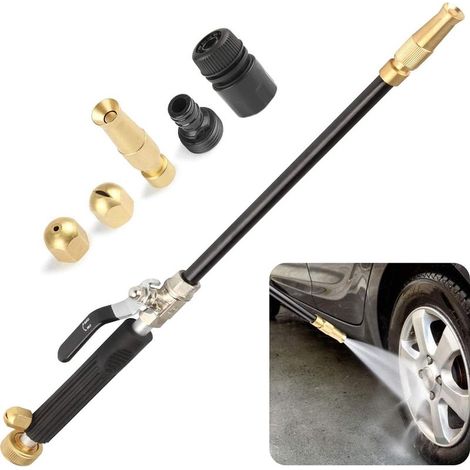 1 de nettoyage, alliage d'aluminium, 3 buses en laiton, poignée TPR, lavage voiture jardin (1/5)