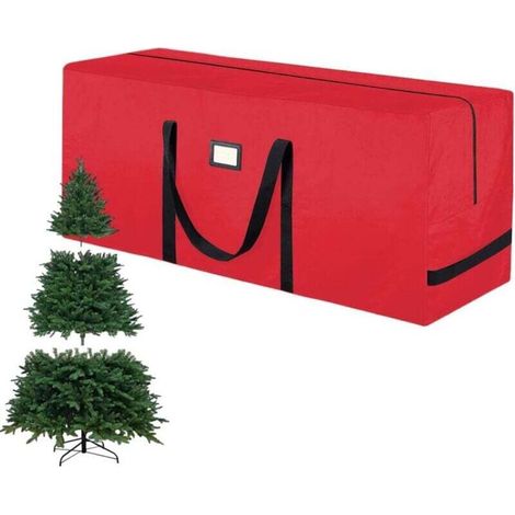 Sac de rangement pour sapin de Noël avec fermeture éclair - Sac de rangement pour sapin de Noël - rouge - 122 x 38 x 51 cm (1/4)