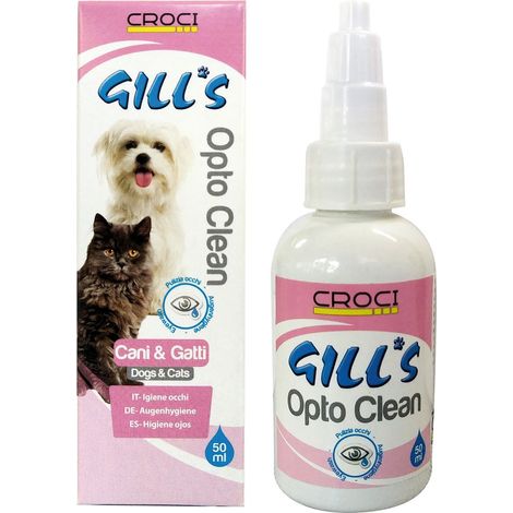 Set 6 pezzi Gill'S Opto Clean 50 ml elimina le macchie gialle intorno agli occhi dei cani e dei gatti
