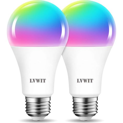 14W E27 Ampoule LED WiFi Intelligente à Intensité Variable, Compatible avec Bluetooth, RGB Givré 100W 1521Lm, Pas de Hub requis, 2 Packs (1/5)