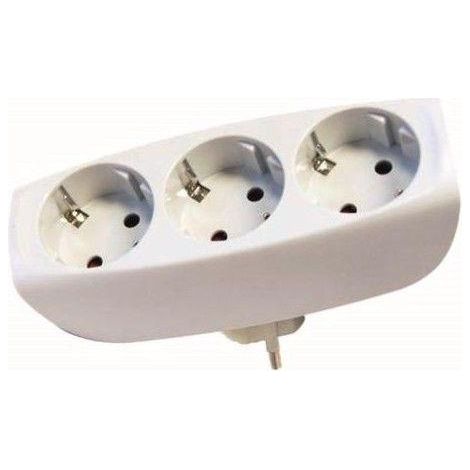 Adaptador triple 2p+t 16a 250 v con entrada frontal, blanco, blister