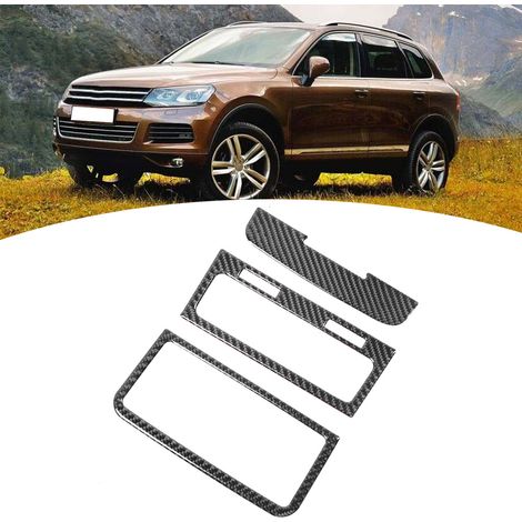 Ensemble de 3 garnitures de cadre de sortie d'air arrière en fibre de carbone, compatibles avec VW Touareg 2011-2018 (conduite à gauche). (1/5)