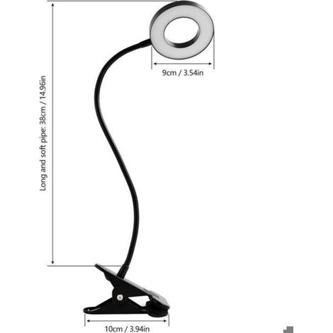 Lampe De Lecture - 48 Led - Clip Metal Flexible - 3 Températures De Couleur - 10 Niveaux De Luminosité - Pour Bureau Lecture Maquillage - 1 Pièce (1/3)