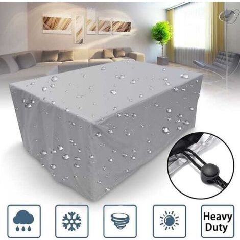 Housse Salon de Jardin 210D Oxford Tissu Housse de Protection pour Mobilier Protection contre la pluie et la poussière, Anti-UV (100x100x85cm, argent) (1/4)