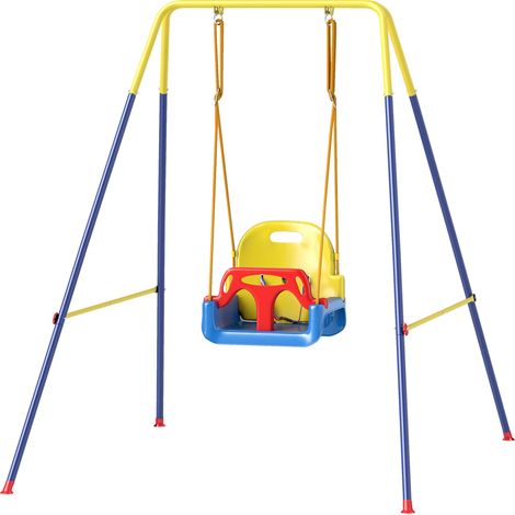 Portique balançoire enfants 3-en-1 pliable avec siège réglable multicolore intérieur extérieur