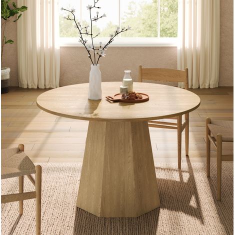 Runder Esstisch 120 cm für 4–6 Personen, MDF in Eichenoptik HAVRYA (1/5)