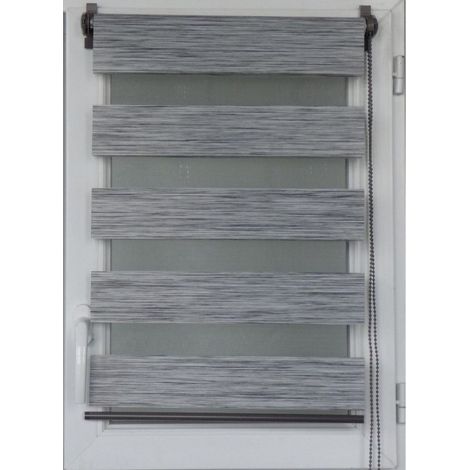 Madeinnature – Store enrouleur jour nuit sans perçage – Installation facile avec clips – Hauteur réglable 150 cm – Tissu 100% polyester – Gris chiné (1/3)