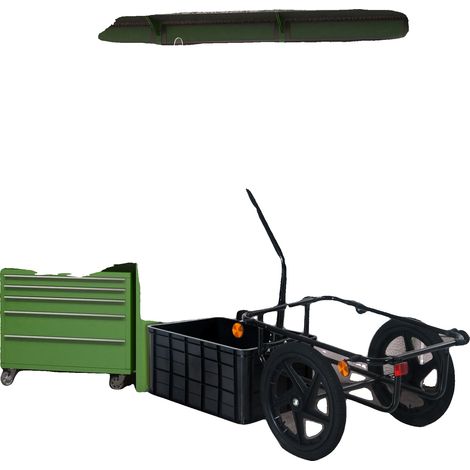 Remorque de vélo cargo, cadre en acier, capacité de charge de 40 kg, Noir (1/5)