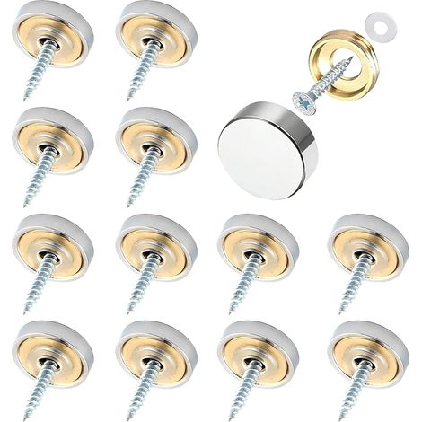 12 Pieces Decorative Screw Covers for Mirrors, 10mm Brushed Stainless Steel Mirror Screws, Screw Caps Suitable for Bathrooms, Furniture, Cabinets and Advertising Panels (1/5)