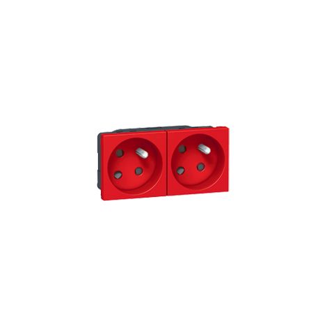 Legrand 077172 - Prise multi supports Prog Mosaic - 2x2P+T à 45° - 4 mod - enjo rouge