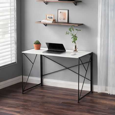 Bureau blanc pliable en MDF et métal 99 x 50 x 75 cm (1/5)