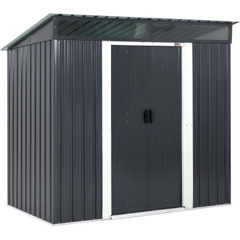 Abri de jardin en métal Gris 196 X 122 cm. Avec fondations incluses (1/5)