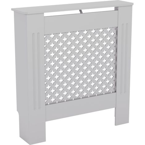 Cache-radiateur Blanc - Petit - Design à Motif croisé Traditionnel pour Une Bonne Circulation de la Chaleur - H82xW78xD19cm - Meuble en MDF Peint pour Salon et Couloir (1/5)