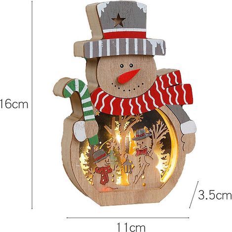 1 Piece Christmas Decoration with Lights, Light-Up Santa Claus, Snowman, Wooden Ornament, Table Decoration, Party Decoration (style 2) (1/5)
