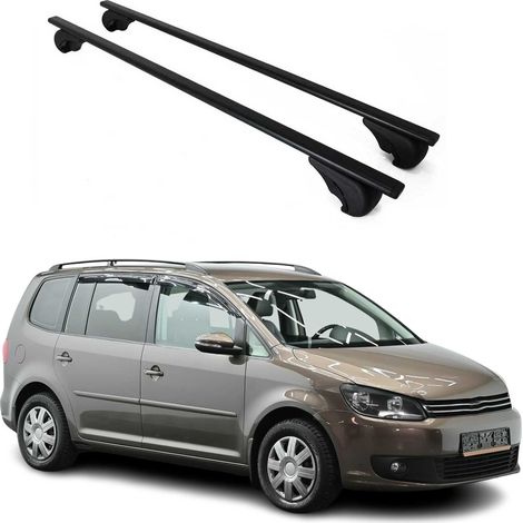 OMAC Barres de toit pour VW Touran I 2003-2015 – TÜV / DIN 75302:2019 – Antivol inclus – Charge max 75 kg – 2 barres Noir (1/4)