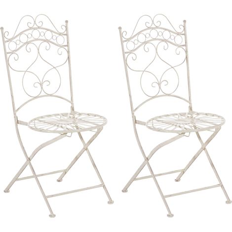 Juego de 2 sillas para jardín Indra plegables Crema antiguo