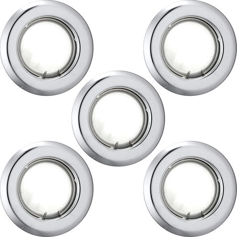 5er Set LED Decken Einbau Strahler Wohn Ess Zimmer Beleuchtung Chrom Leuchten Spot Lampen rund