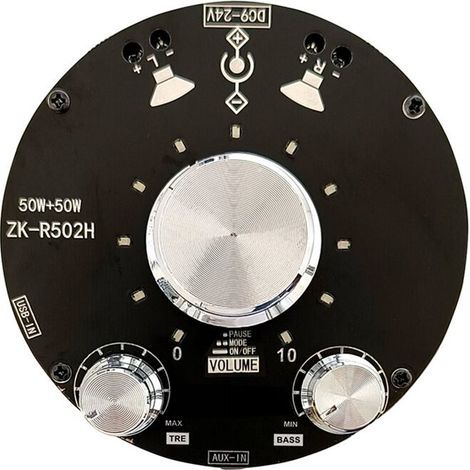 Compatible avec le module amplificateur audio Bluetooth ZK-R302, doté d'un indicateur de volume, d'une puce TPA3118, d'un réglage des basses et des aigus, 30 W x 2 (1/5)