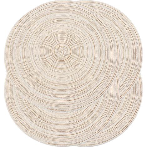Lot de 4 sets de table ronds tressés de 38,1 cm pour tables de salle à manger, sets de table tissés naturels résistants à la chaleur (rond, beige4)'Rond Beige 4 4 pcs'Rond Beige 4'4 pcs