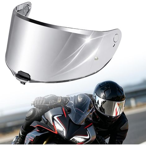 PSLER Replacement Motorcycle Helmet Visor Compatible with FF811 Vector II, Quote II, Anti-Scratch Screen and UV Protection, Pinlock Ready (Silver) (1/5)