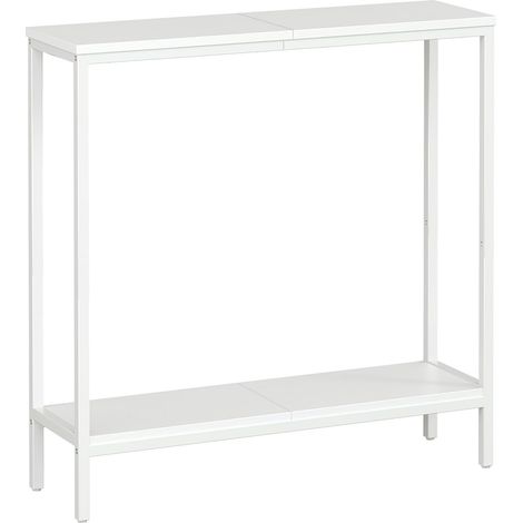 Table Console étroite avec étagère, Table d'Appoint 75 x 22 x 75 cm, Table de Couloir, Table de Canapé, Entrée, Couloir, Blanc (1/5)