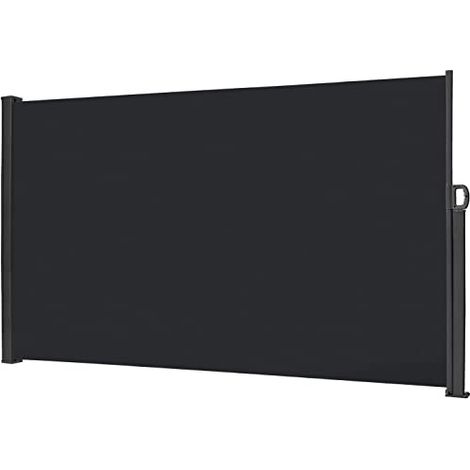 Store Latéral 180 x 300cm Brise-vue extensible - Opaque - Protection UV - Store latéral avec poignée, gris foncé NAIZY (1/5)