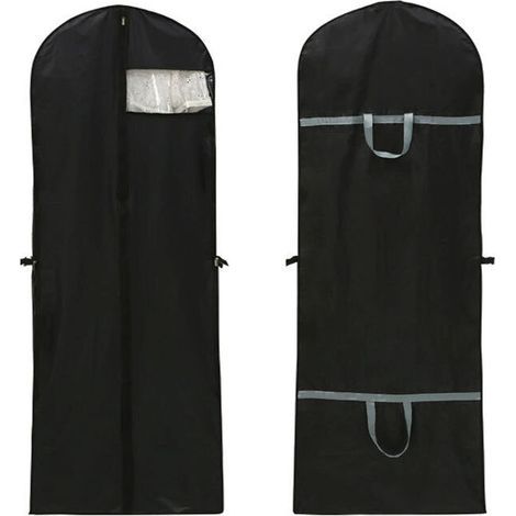 Lntyq 1 Pièces Housse Robe Longue, 180×60 cm Housse Robe de Mariée, Housses Vetement Protection Anti Poussière, Housse pour Vetement avec Poignée, Housse Robe pour Vêtements Suspendus (Noir) (1/5)