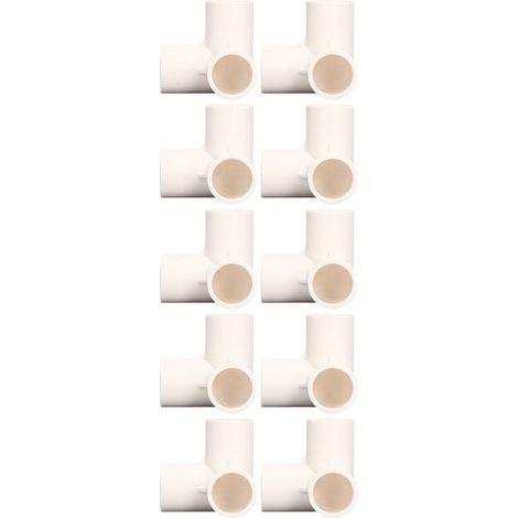 10 Pièces Raccords PVC à 3 Voies et Coudes, Jonctions en Plastique Blanc pour Tuyaux Diamètre 25mm (1/5)