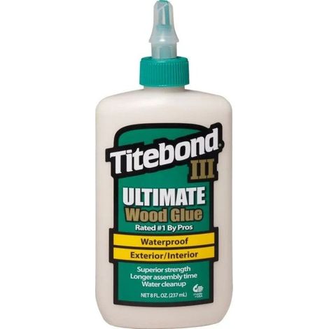 Colle à bois Titebond III Ultimate 237 ml – Résistante à l'eau – Pour lutherie et réparations – Adhérence supérieure