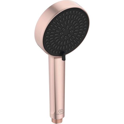 Ideal Standard - Alu+, Doccetta a mano per doccia anticalcare in alluminio a due funzioni con diametro 10cm, Telefono doccia con portata 8l/min, Rosé (1/4)