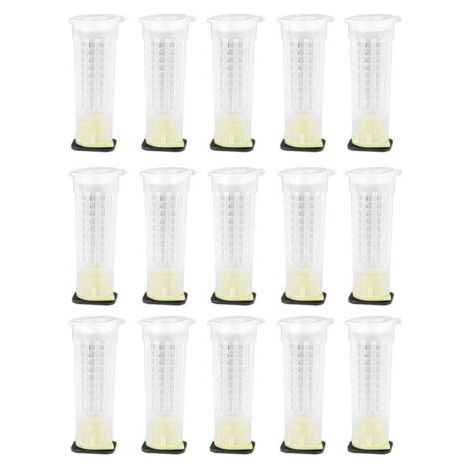 15 Pcs Bee Queen Cages D'élevage Multifonctionnel Anti-Morsure Protecteur Équipement D'apiculture en Plastique Outils D'insectes (3x1.2x1.2in) (1/5)