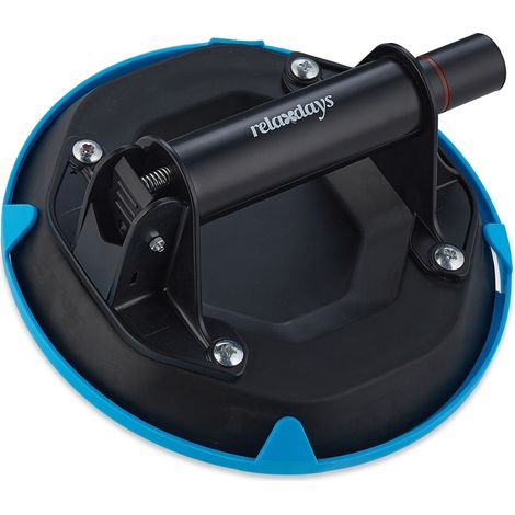 Relaxdays Vacuum Suction Lifter, Glass, Tile & Slab Transport, Up to 120 kg, Suction Holder, Black and Blue