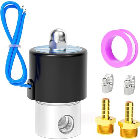 Électrovanne à barillet en acier inoxydable 1/4" BSP 24V pour l'eau, l'air, les carburants, les gaz, type fermé (1/5)