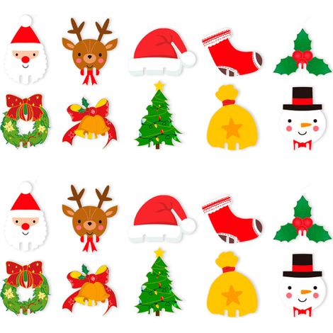 Marqueur De Verre A Vin - 100 Pieces - Motifs Noel Papier - Identification Verres Fete Familiale Ou Professionnelle (1/5)