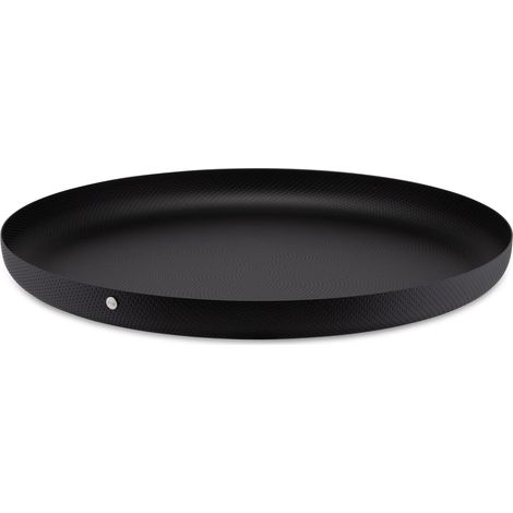 Alessi JM14/35 BT - Vassoio Rotondo di Design in Acciaio Colorato con Resina Epossidica e Decoro a Rilievo, Nero, 35 cm (1/4)