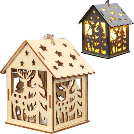 Farol navideño, decoración con luz LED, Navidad 10 cm (1/5)