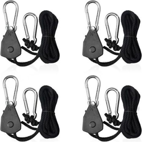 RHG Pièces Cordes à Cliquet Réglable avec Crochets 1/8 Tendeur Voile Ombrage Sangle à Cliquet Corde pour Lampe ou Plantes
