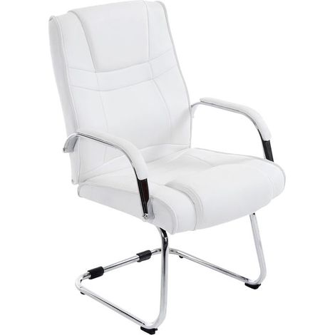 Sedia da ufficio senza ruote, braccioli, sedia visitatore, carico massimo 180 kg, PVC bianco, struttura in metallo 100003249
