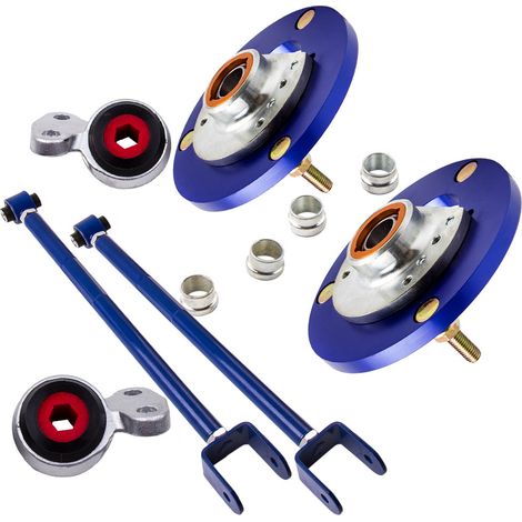 6 Pcs Adjustable Control Arms + Camber Plates + Control Arm Bushings for BMW E46