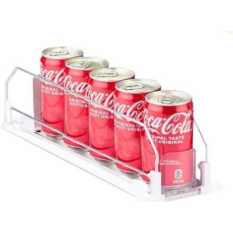 Boisson Canettes Organiseurs, Organisateur Canette de Soda Boisson, Glissière de Poussoir de Boissons, pour Réfrigérateur, Débarras, Placards, etc, Blanc (1/5)