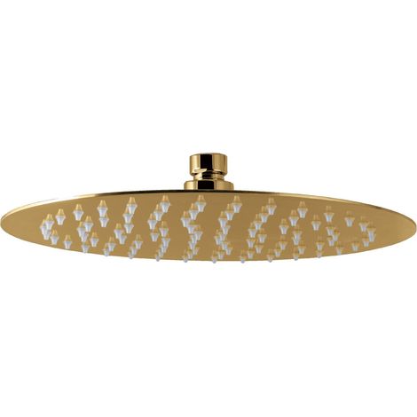 Vema Tiber Round Shower Head 250mm Diameter - Brushed Brass (1/2)