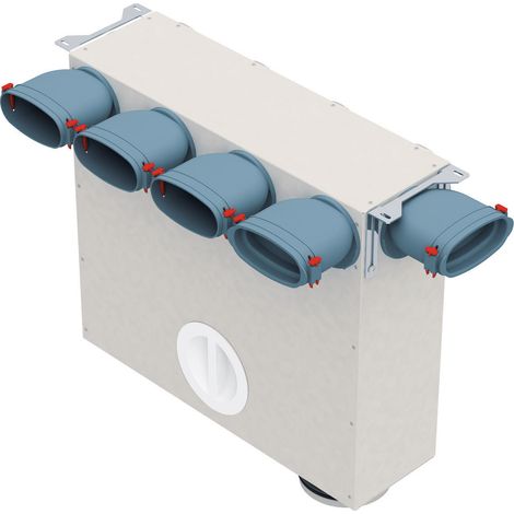 Helios FRS-MVK 4 und 1-51/125 FlexPipe Multi-Verteilerkasten 5 Einzelstutzen oval 51mm, 2x Anschluss-DN 125 (1/3)