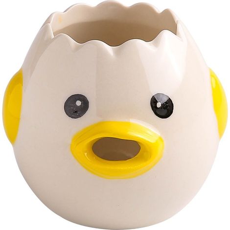 Séparateur d'Oeufs Poussin, Poulet Blanc d'Oeuf Separateur en Céramique Oeufs Filtre, Séparateur d'Oeufs Mignon pour Cuisine, Boulangerie, Camping -Jaune (1/4)