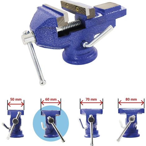 Bituxx Schraubstock Tischschraubstock Handschraubstock Werkbank Werkstatt Drehbar 360 Grad 60 mm mit Amboss und Tischklemme