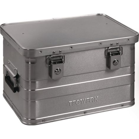 Caja de aluminio L430xB330xH275mm 29l con cierre abatible y cerradura cilíndrica TECWERK (1/2)